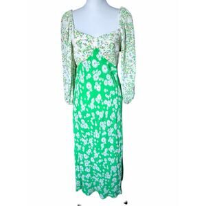 RIXO Spring Dress Pink Green White Size 10 3/4 Sleeve